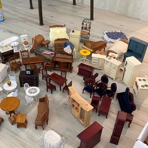 Huge lot of antique dollhouse furniture